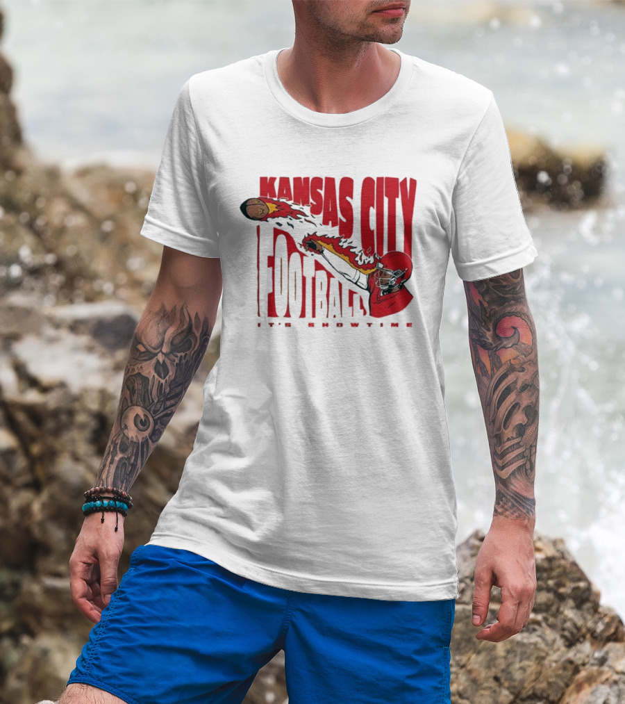Kansas City Football It's Showtime Quarterback Fireball Pass T-Shirt