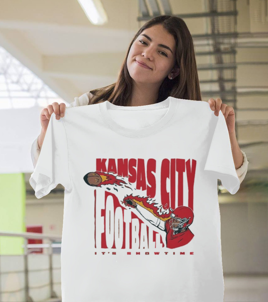 Kansas City Football It's Showtime Quarterback Fireball Pass T-Shirt