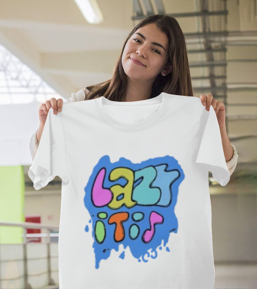Lazy It Is Colorful Drip Graphic Blue Paint Splatter T-Shirt