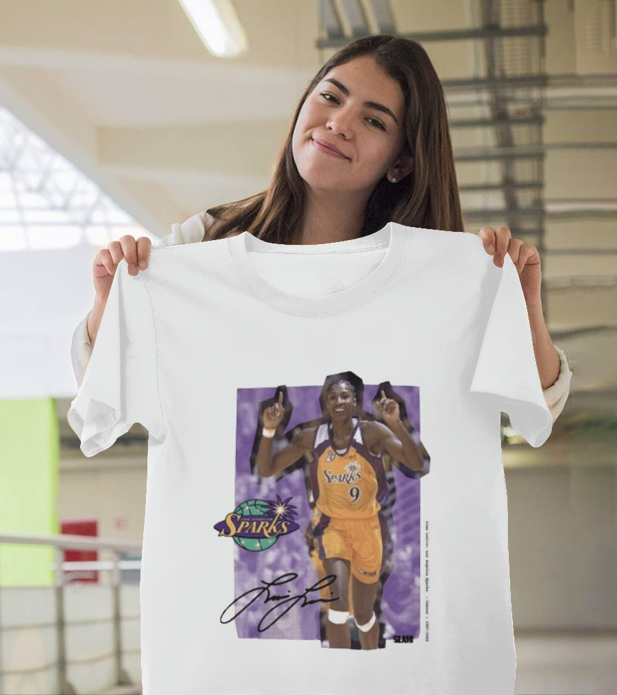 Lisa Leslie Los Angeles Sparks No 9 1997 2009 SLAM Autographed Basketball Legend T-Shirt