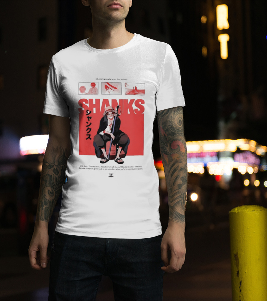 One Piece Shanks Luffy Straw Hat Pirates Manga Panels T-Shirt