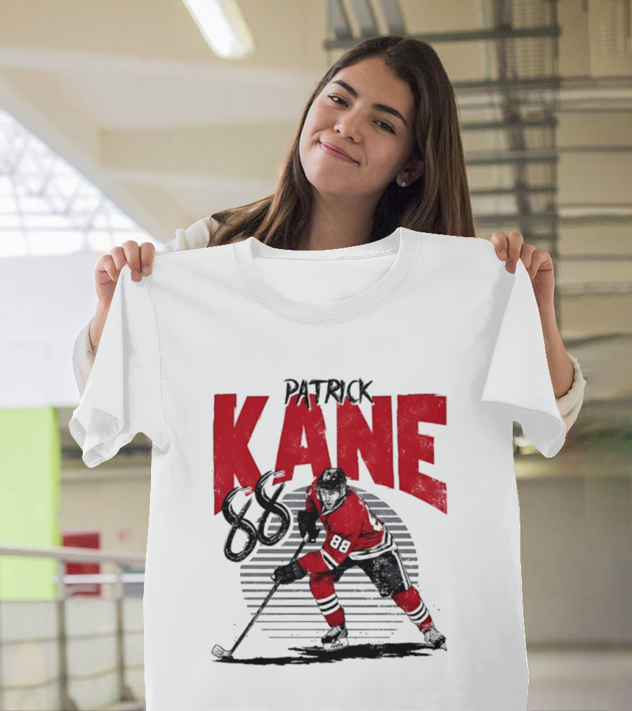 Patrick Kane 88 Chicago Blackhawks Hockey Player Action T-Shirt