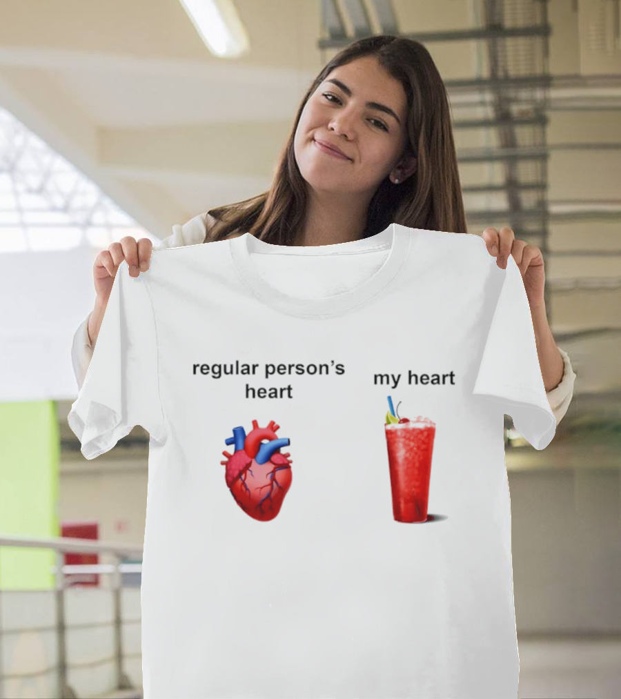 Regular Person's Heart Vs My Heart Cocktail Emoji Comparison T-Shirt