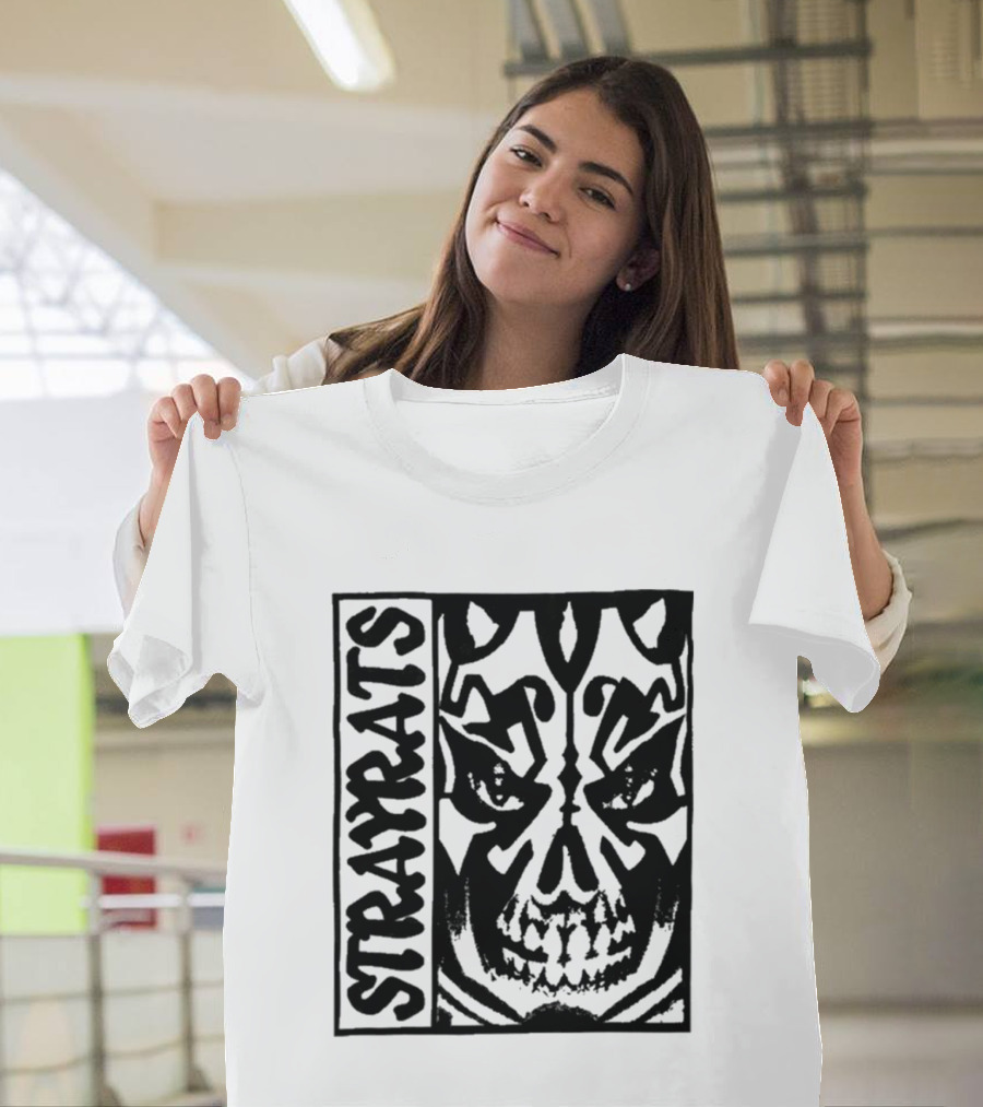 Stray Rats Skull Face Art Black And White T-Shirt