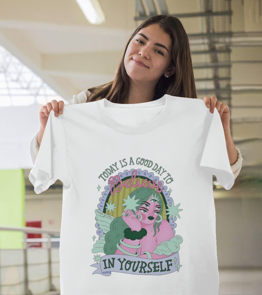 Today Is A Good Day To Believe In Yourself Celestial Character With Wings And Stars T-Shirt
