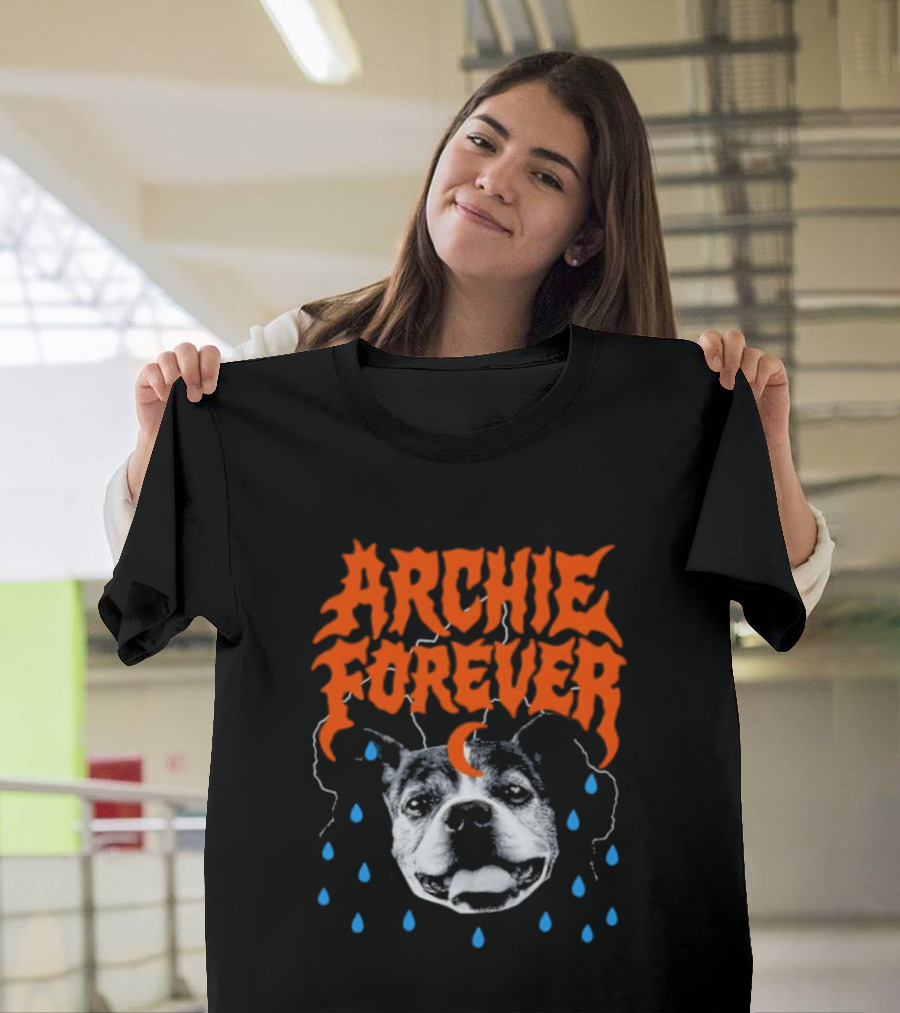 Archie Forever Dog Memorial Pet Tribute With Teardrops And Crescent Moon T-Shirt