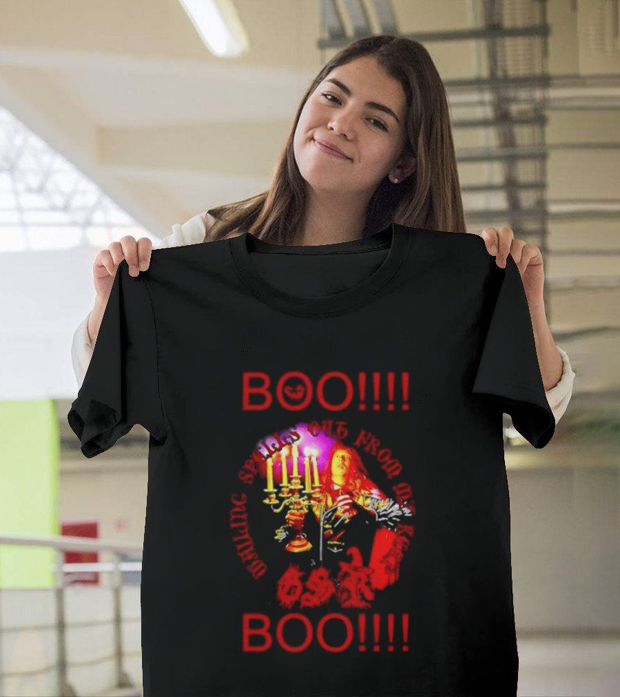 BOO Wailing Spells Out From My Keep Boo Candelabra Portrait Halloween T-Shirt