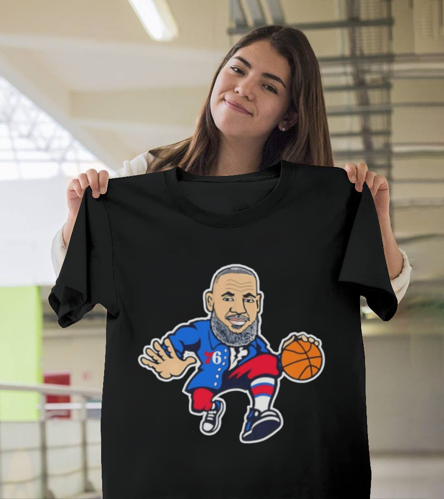 LeBron James Philadelphia Sixers Cartoon Basketball Player With Number 76 T-Shirt