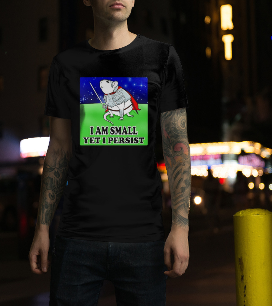 I Am Small Yet I Persist Knight Rat Armor Red Cape Stars T-Shirt