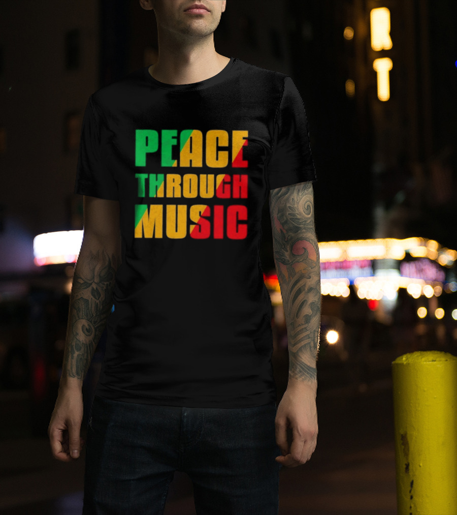 Peace Through Music Reggae Rasta Jamaica T-Shirt