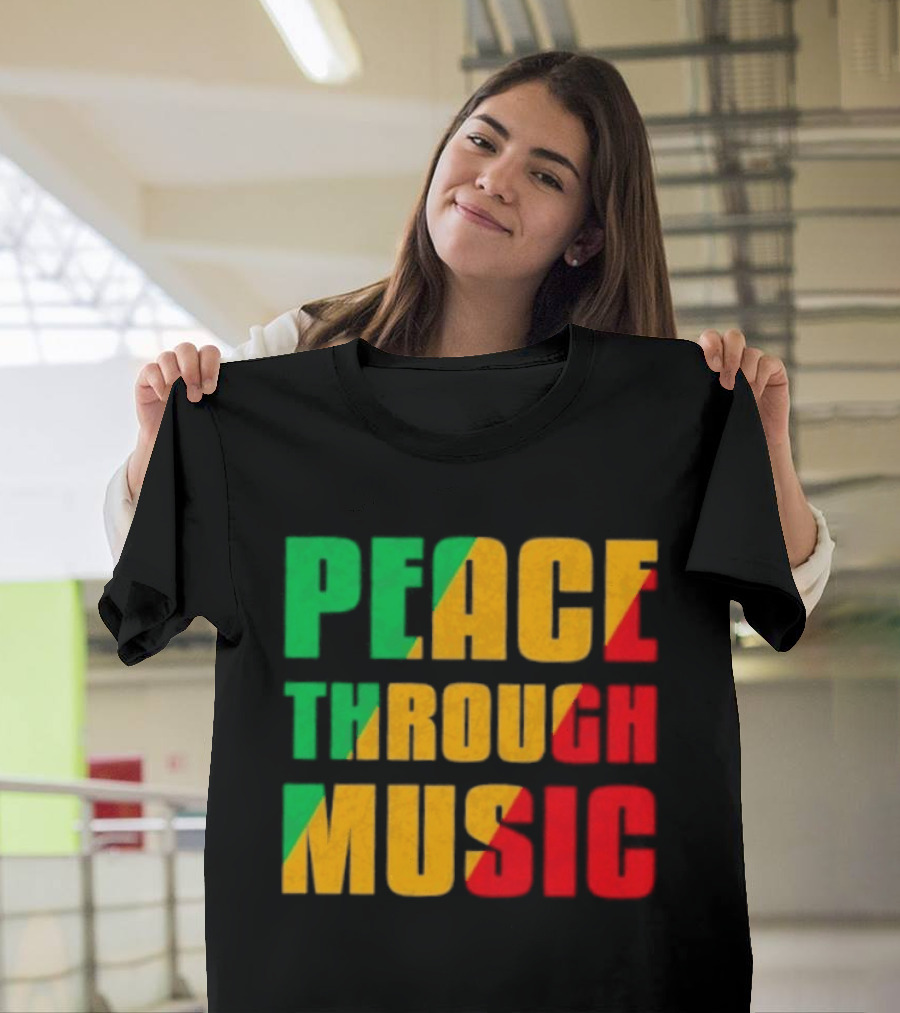 Peace Through Music Reggae Rasta Jamaica T-Shirt
