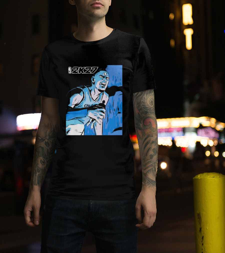 Victor Wembanyama NBA 2K27 Basketball Game Cover T-Shirt