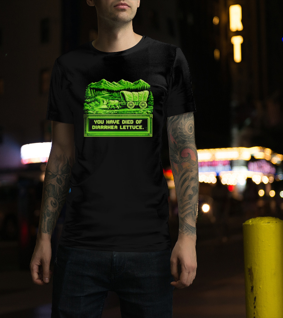 You Have Died Of Diarrhea Lettuce Wagon Trail Retro Gaming T-Shirt