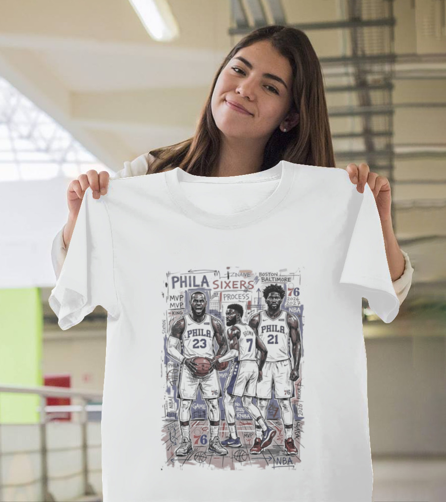 Philadelphia 76ers Big 3 Process LeBron James Jaylen Brown Joel Embiid T-Shirt