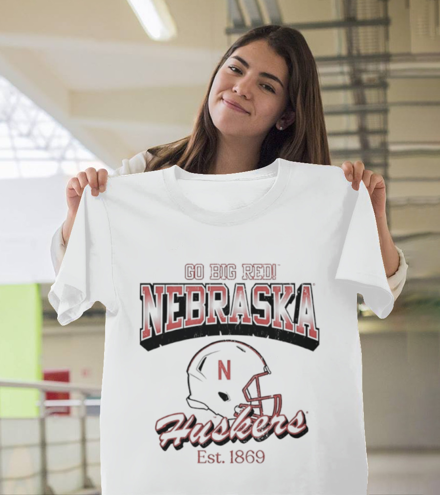 Go Big Red Nebraska Huskers Est 1869 Helmet T-Shirt