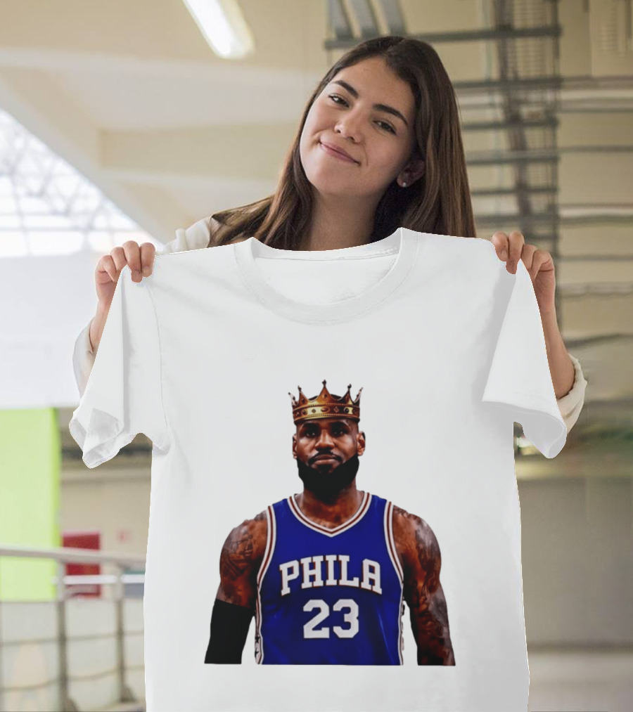 Lebron James 23 Phila Basketball King With Crown T-Shirt