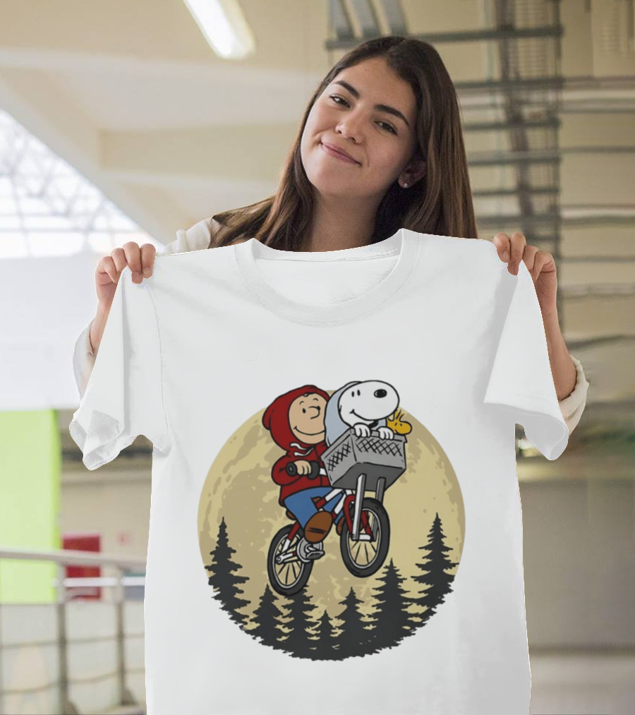 Moon Ride Snoopy And Charlie Brown Bicycle Adventure T-Shirt