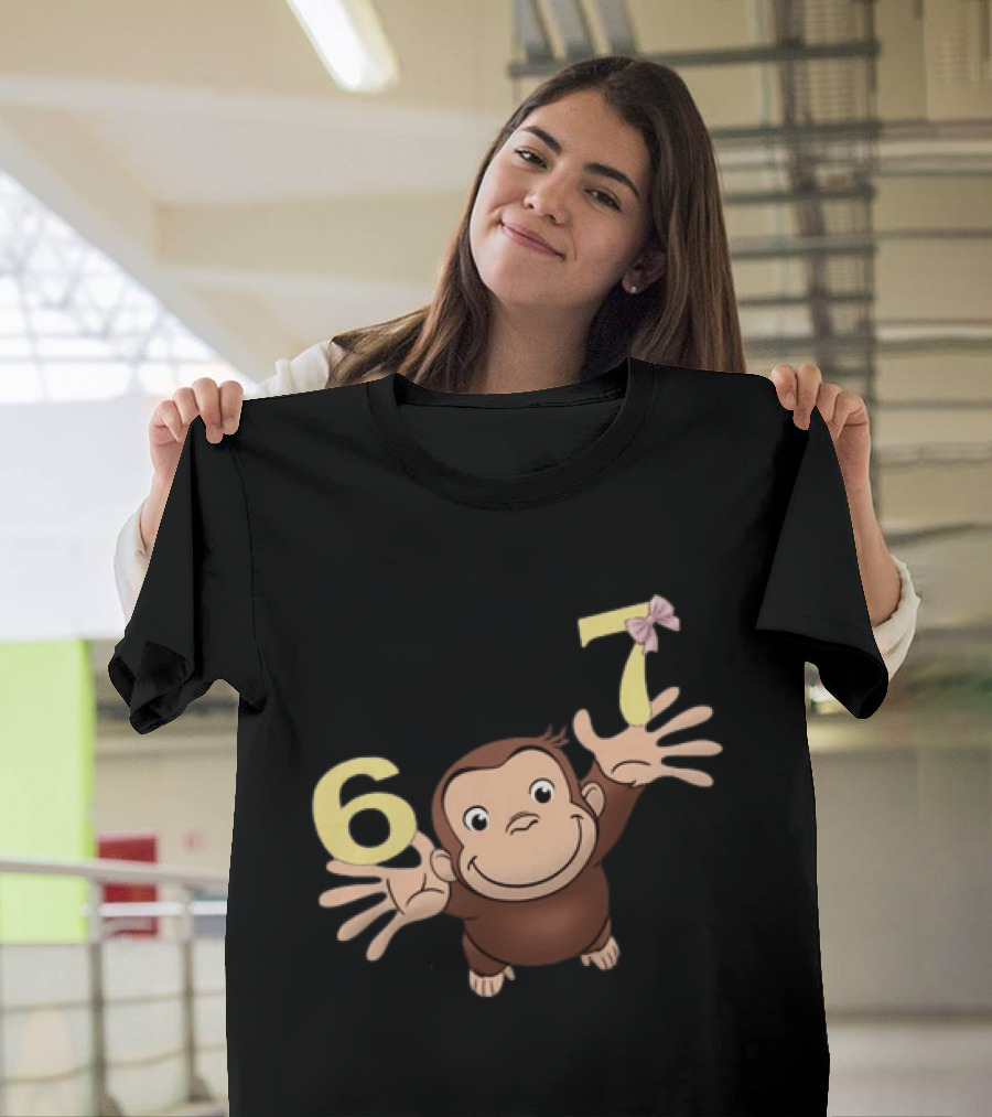 Curious George 67 Birthday Celebration Monkey And Numbers T-Shirt