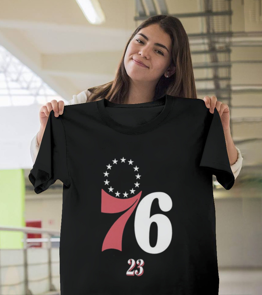 Philadelphia 76ers LeBron James 23 In The Paint Name And Number Royal 76ers T-Shirt