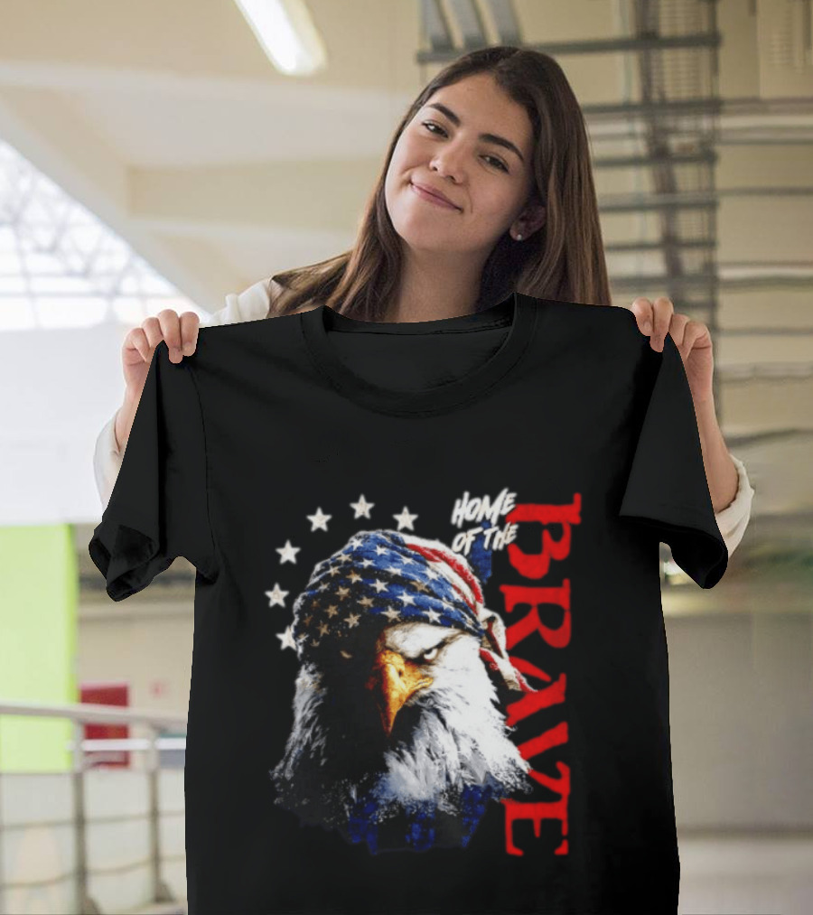 American Eagle Bandana Home Of The Brave Stars T-Shirt