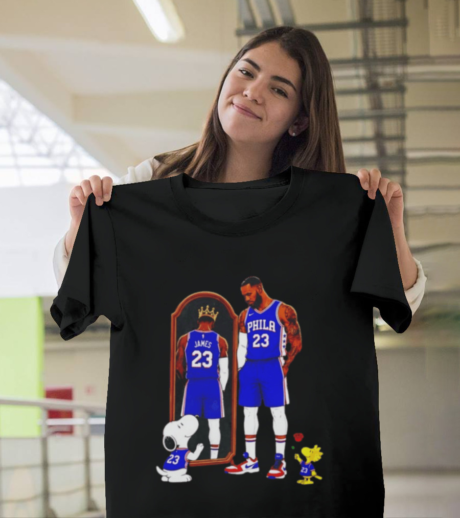 Snoopy Woodstock Mirror 23 King James Philadelphia 76ers T-Shirt