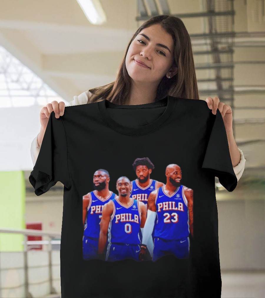 Philadelphia 76ers Joel Embiid Tyrese Maxey Paul George LeBron James NBA Team T-Shirt