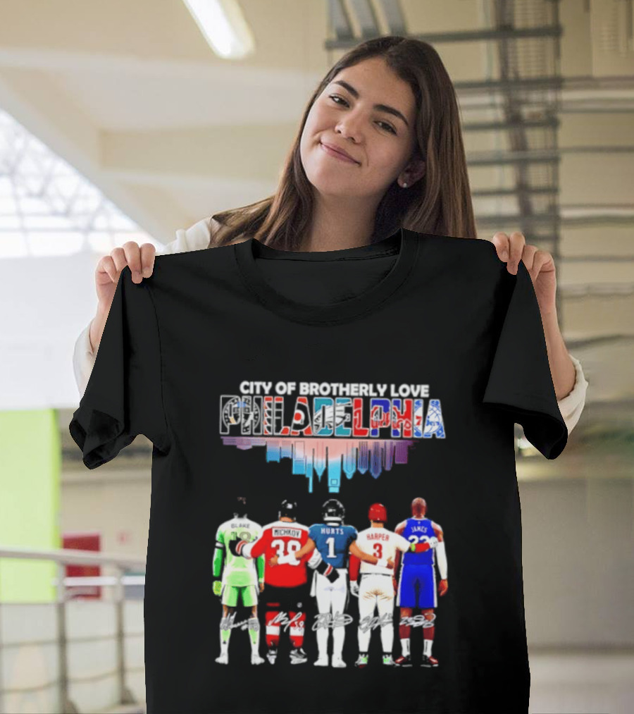 City Of Brotherly Love Philadelphia Skyline James Harper Hurts Blake Michkov T-Shirt