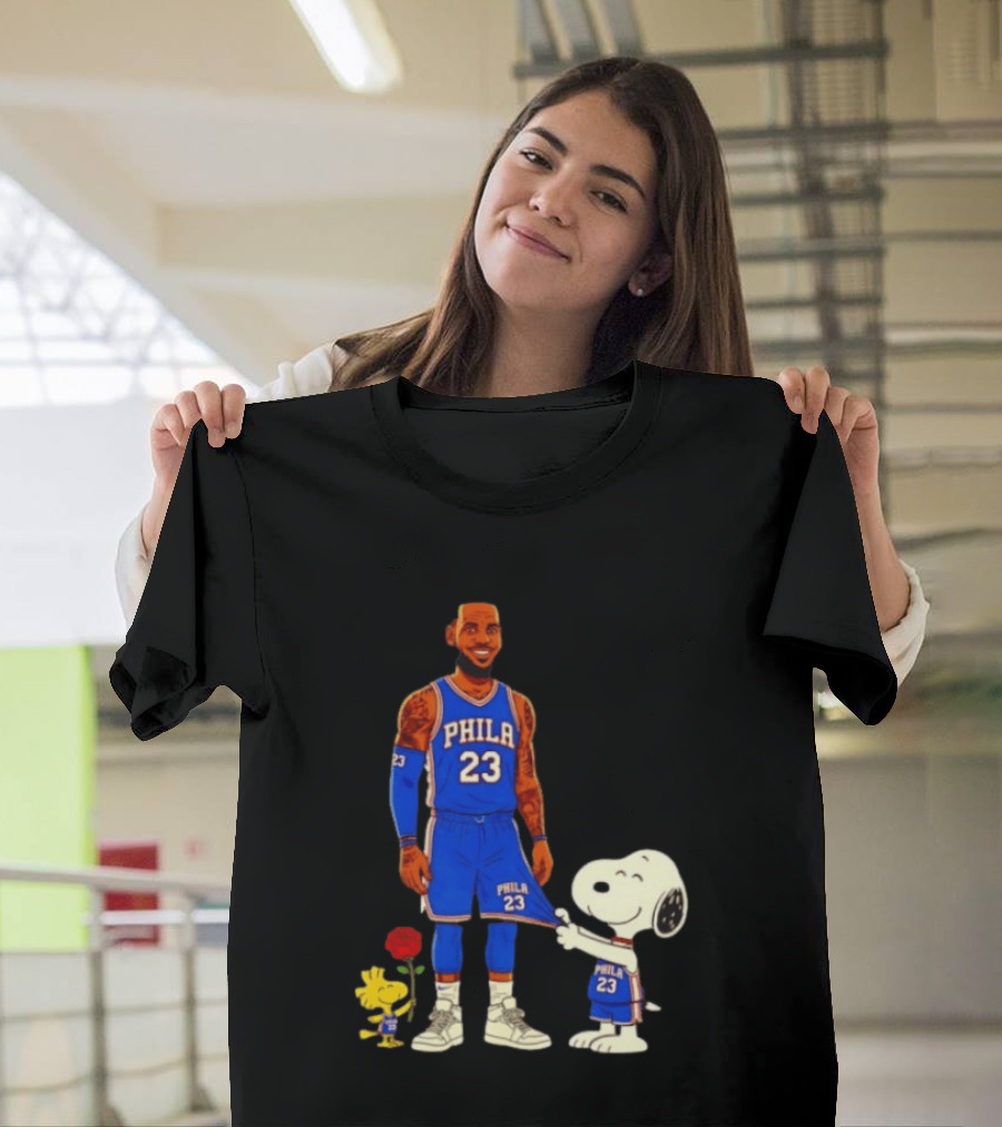 LeBron James Peanuts Collaboration Philadelphia 76ers Snoopy Woodstock 23 Jersey T-Shirt