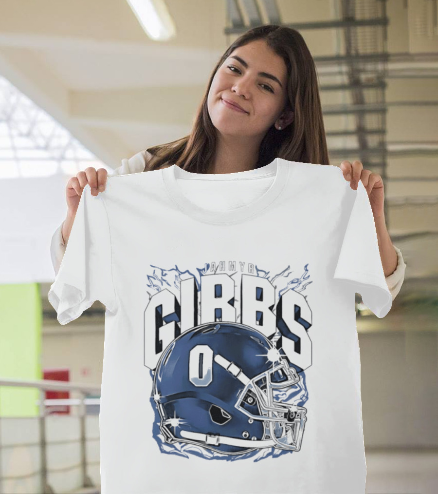Jahmyr Gibbs 0 Detroit Lions Football Helmet 2026 GIBBS T-Shirt