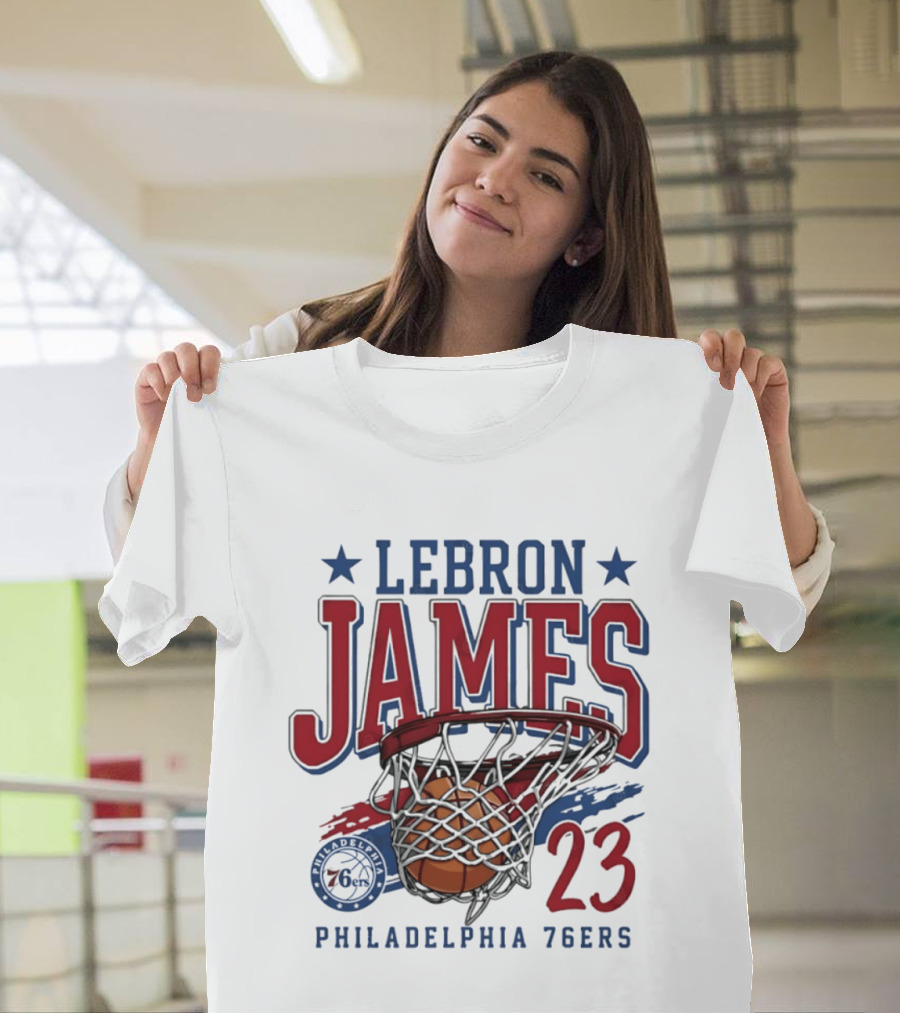 LeBron James Basketball 23 Hoop Philadelphia 76ers T-Shirt