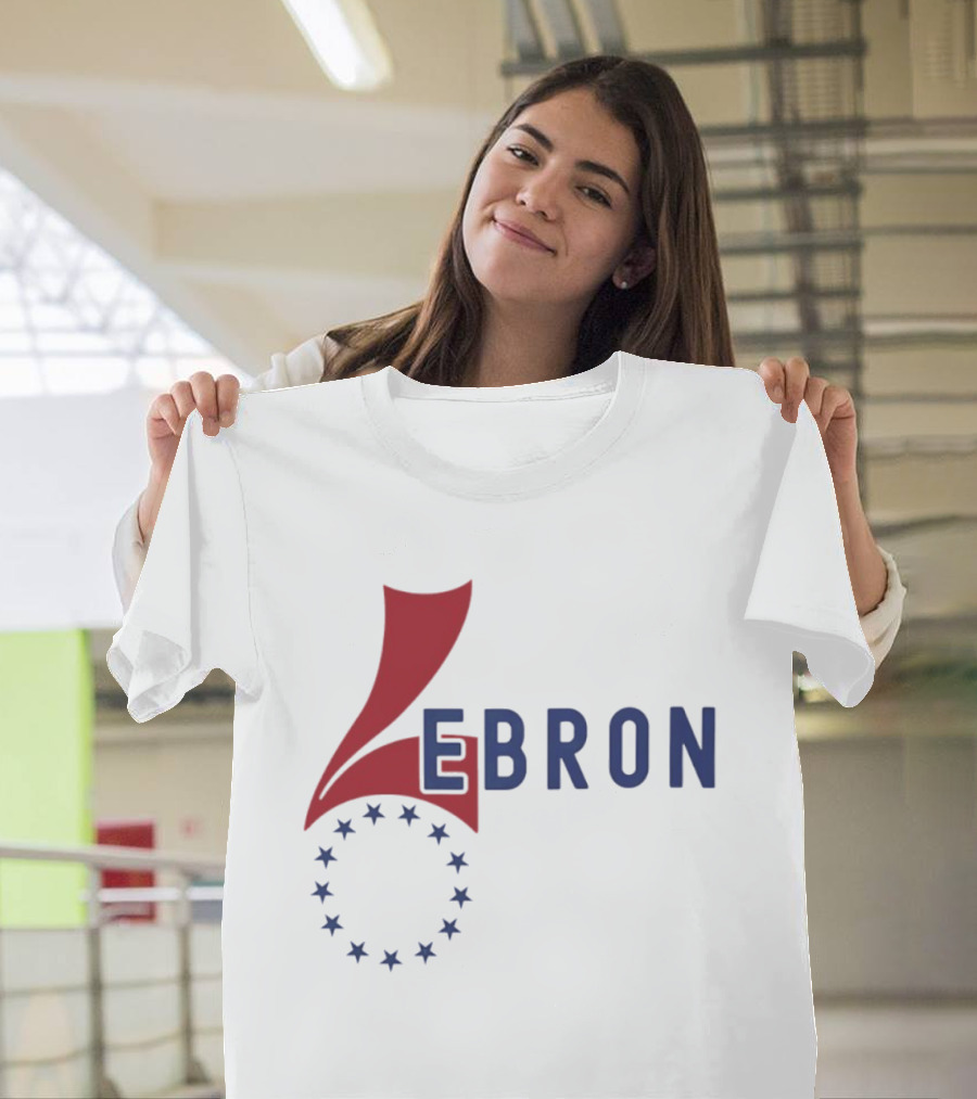 Lebron Stars Circle Red Blue буквенный логотип 76 Ers T-Shirt