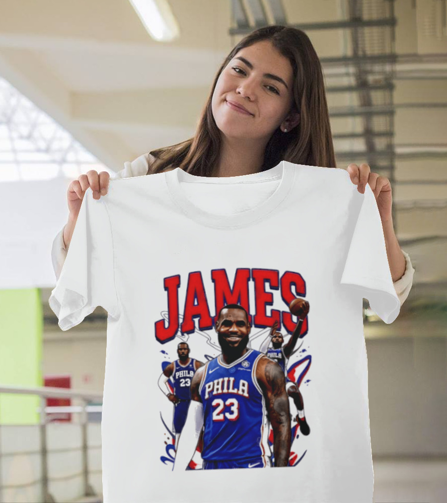 Philadelphia 76ers LeBron James 2026 Basketball Player T-Shirt