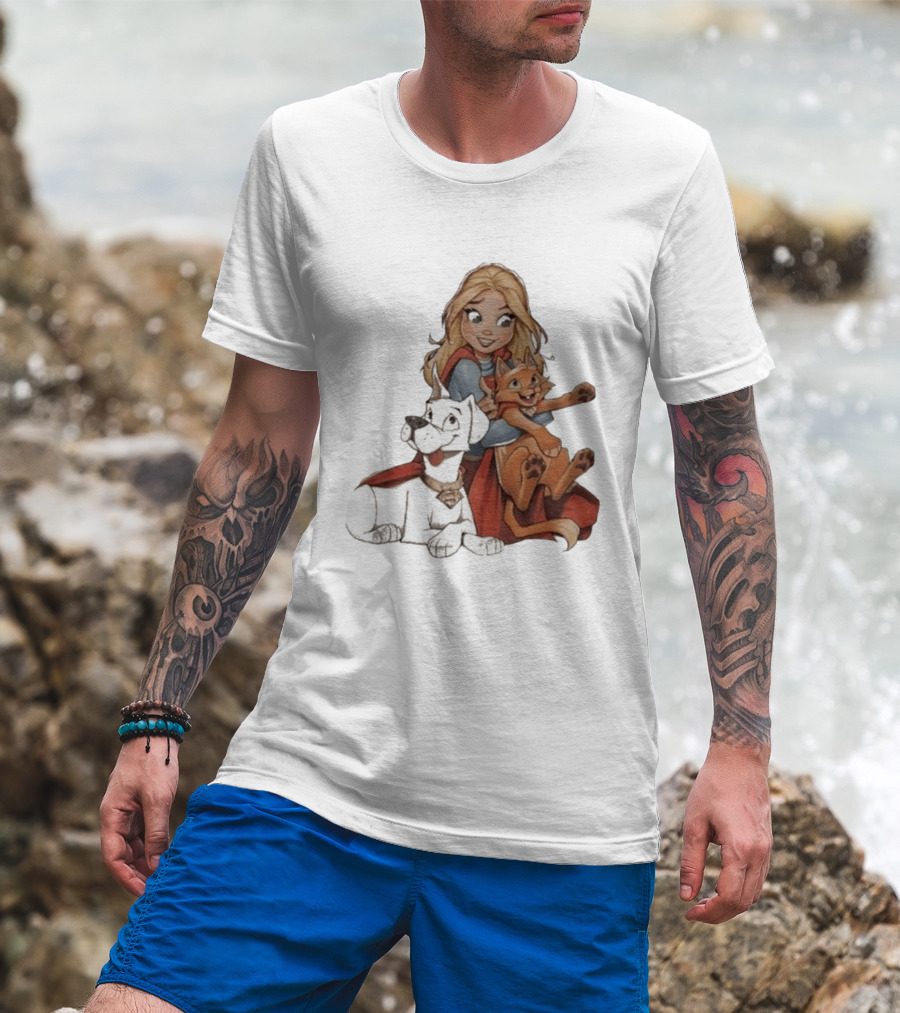 Supergirl Krypto Streaky Cartoon Characters Fun T-Shirt