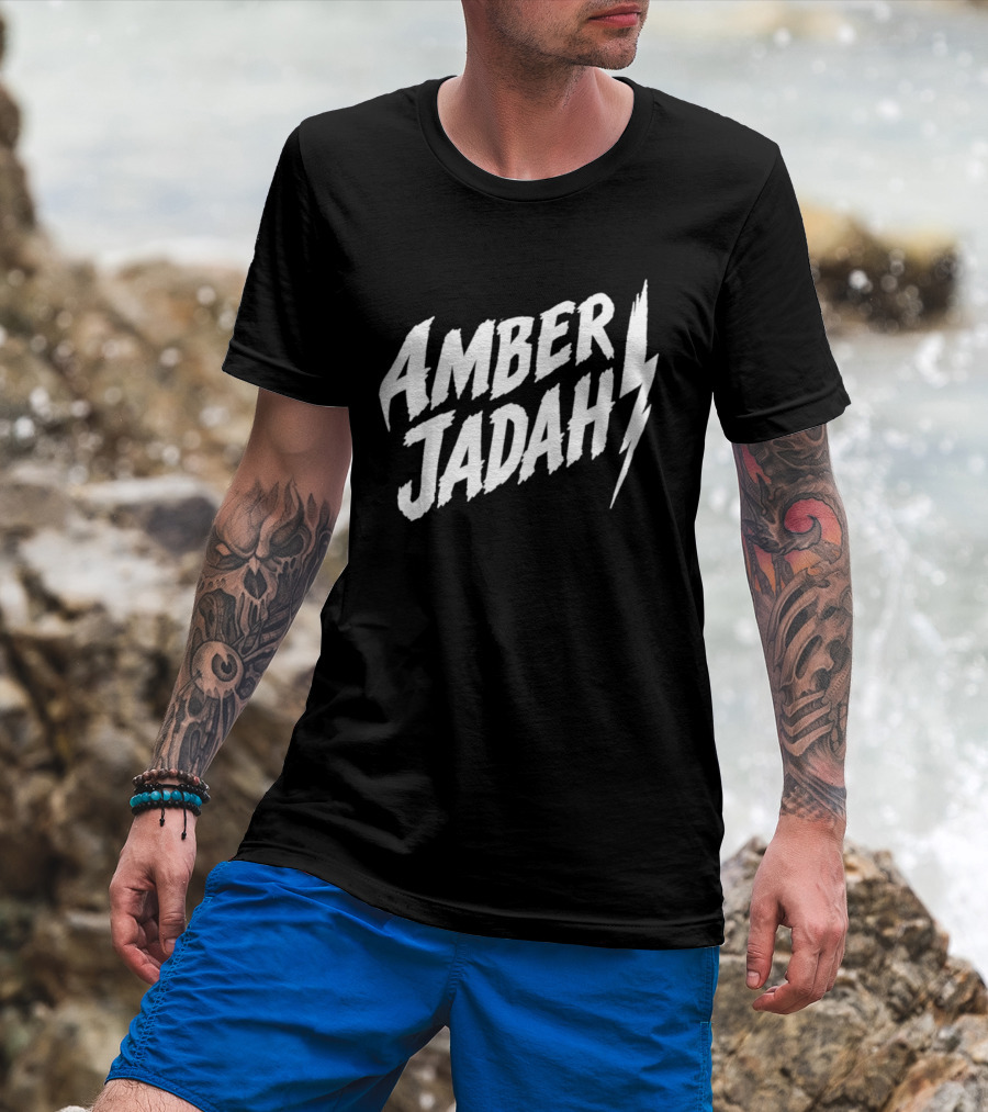 Amber Jadah Lightning Bold Text With Iconic Bolt T-Shirt
