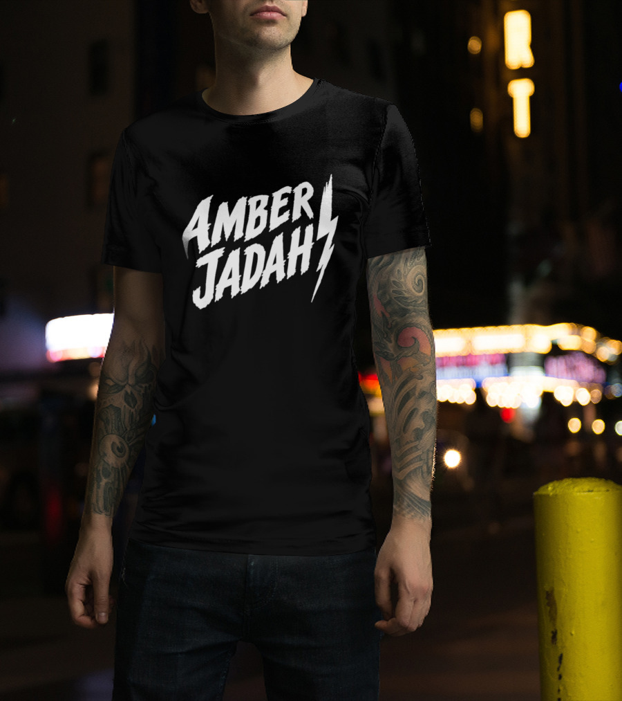 Amber Jadah Lightning Bold Text With Iconic Bolt T-Shirt
