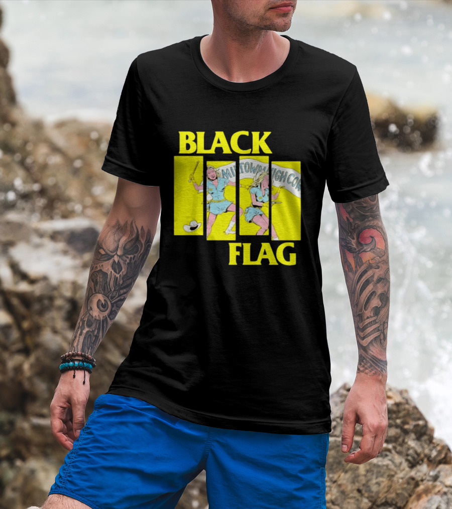 Black Flag Midtown High Comix Punk Rock Mid 20th Century T-Shirt