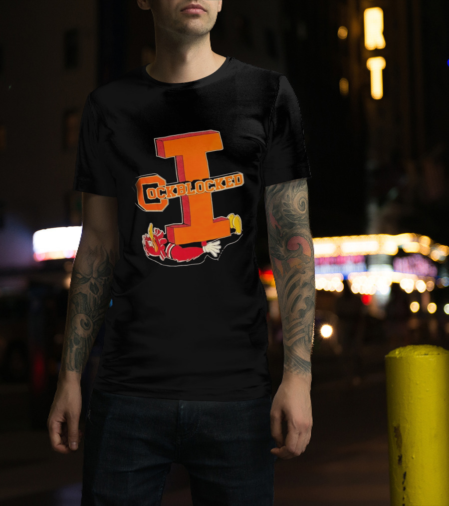Cockblocked Illinois Fighting Illini Big I Defeat T-Shirt