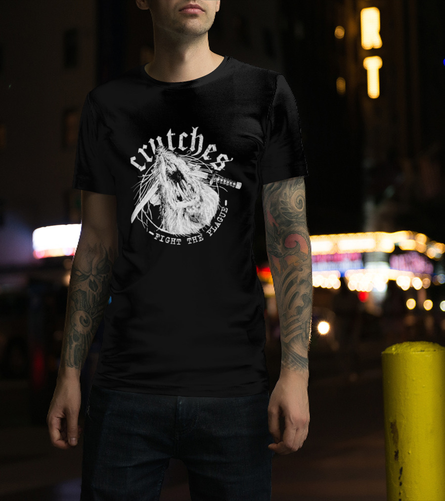 Crutches Fight The Plague Punk Hardcore Twig T-Shirt