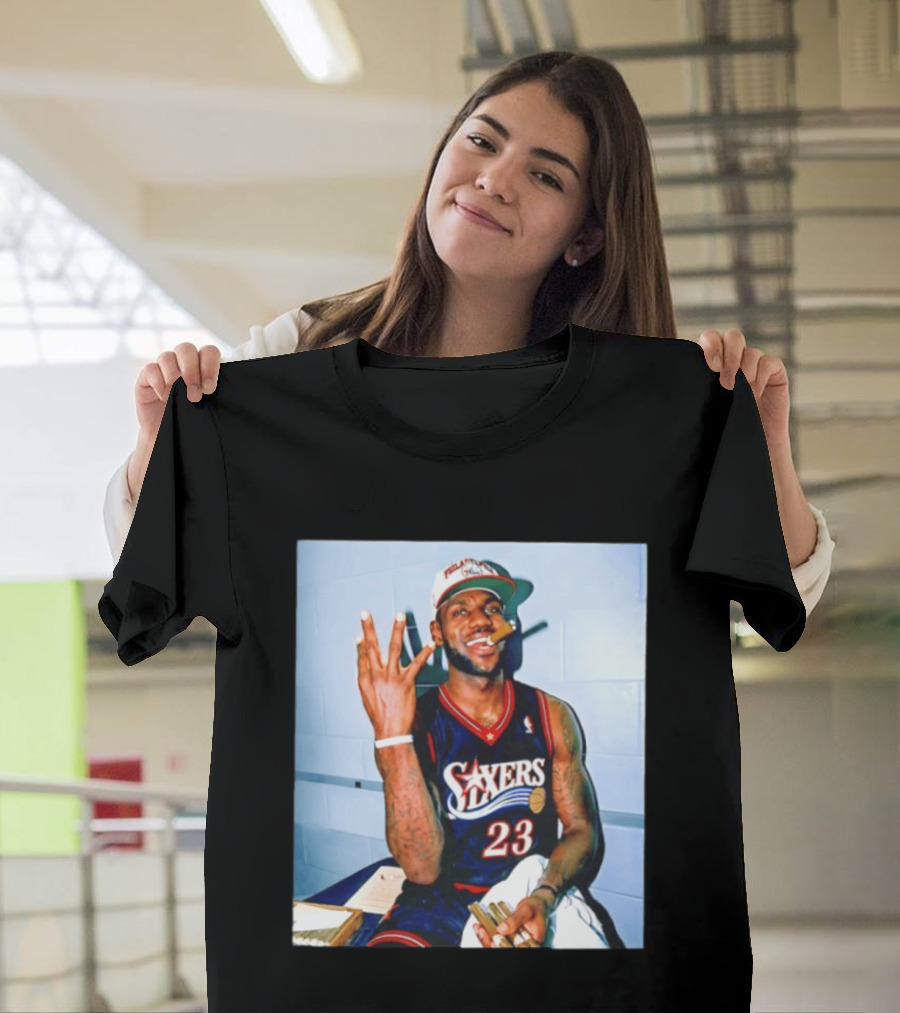 Philadelphia 76ers LeBron James 23 Cigar Photo T-Shirt