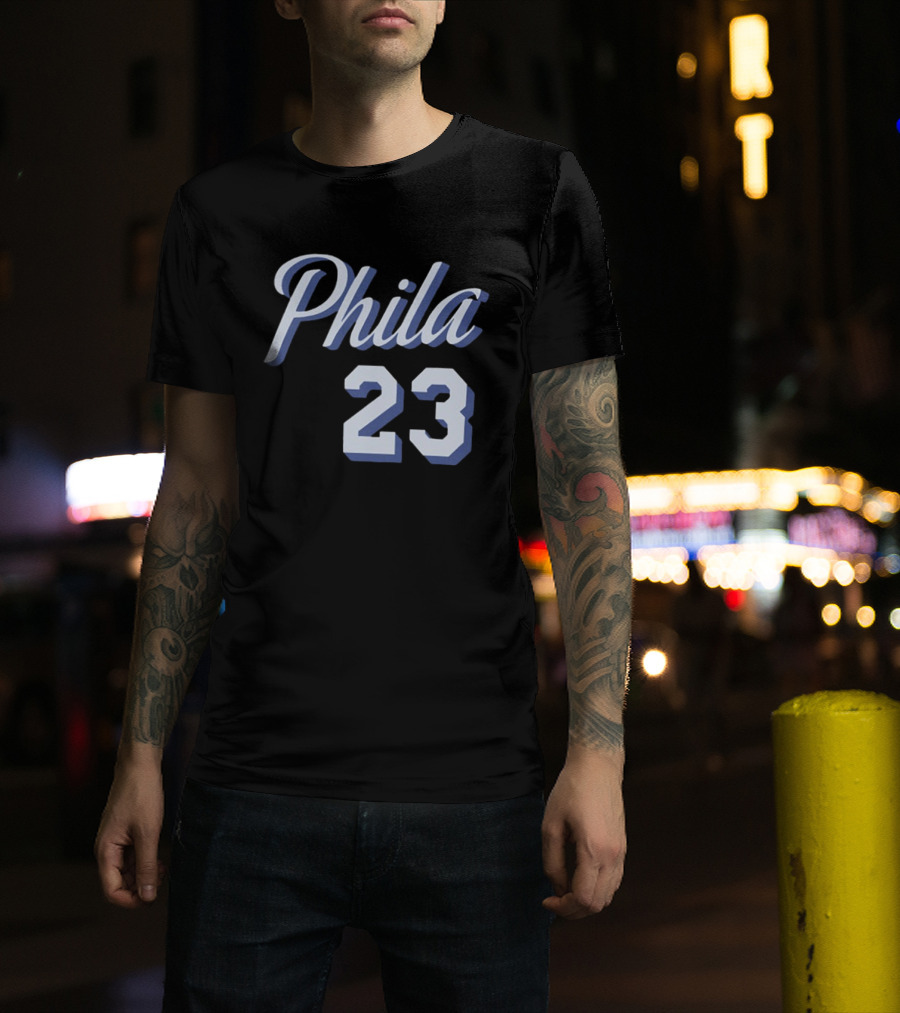 LeBron James 23 Phila 23 Philadelphia 76ers NBA Basketball Two Sided T-Shirt