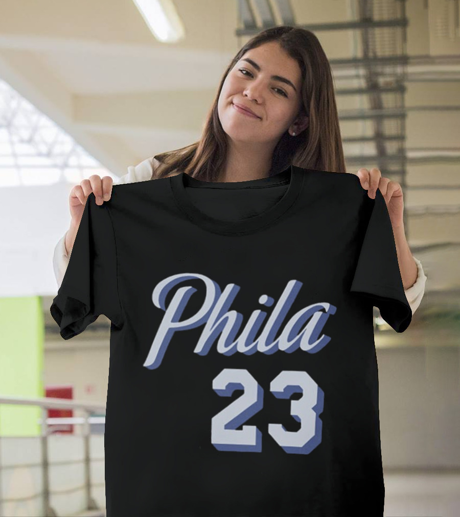 LeBron James 23 Phila 23 Philadelphia 76ers NBA Basketball Two Sided T-Shirt