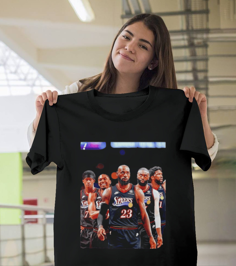 Tyrese Maxey VJ Edgecombe Jaylen Brown LeBron James Joel Embiid Sixers T-Shirt