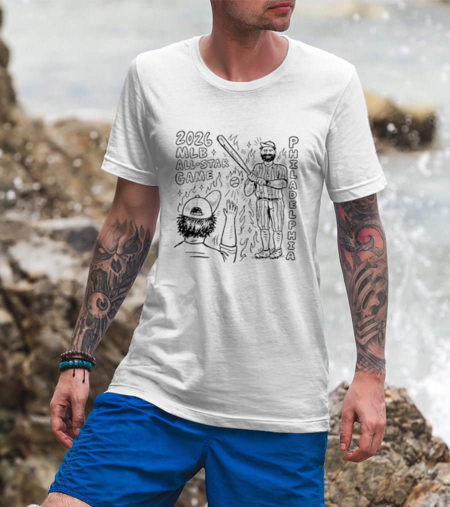 2026 MLB All Star Game Philadelphia Baseball Player And Liberty Bell T-Shirt