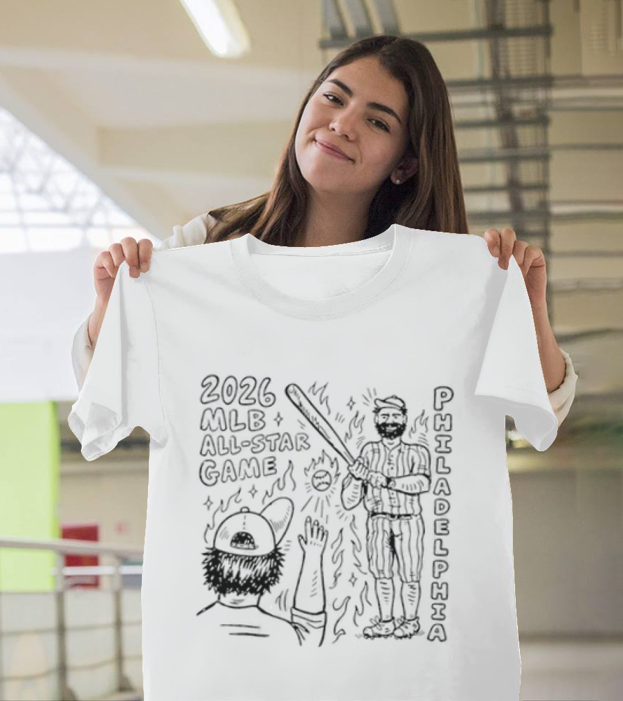 2026 MLB All Star Game Philadelphia Baseball Player And Liberty Bell T-Shirt