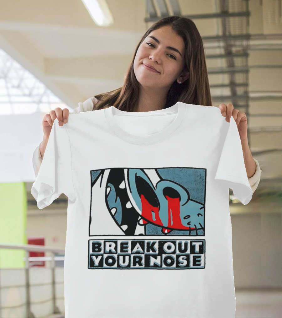 Break Out Your Nose Comic Style Cartoon With Red Accent T-Shirt