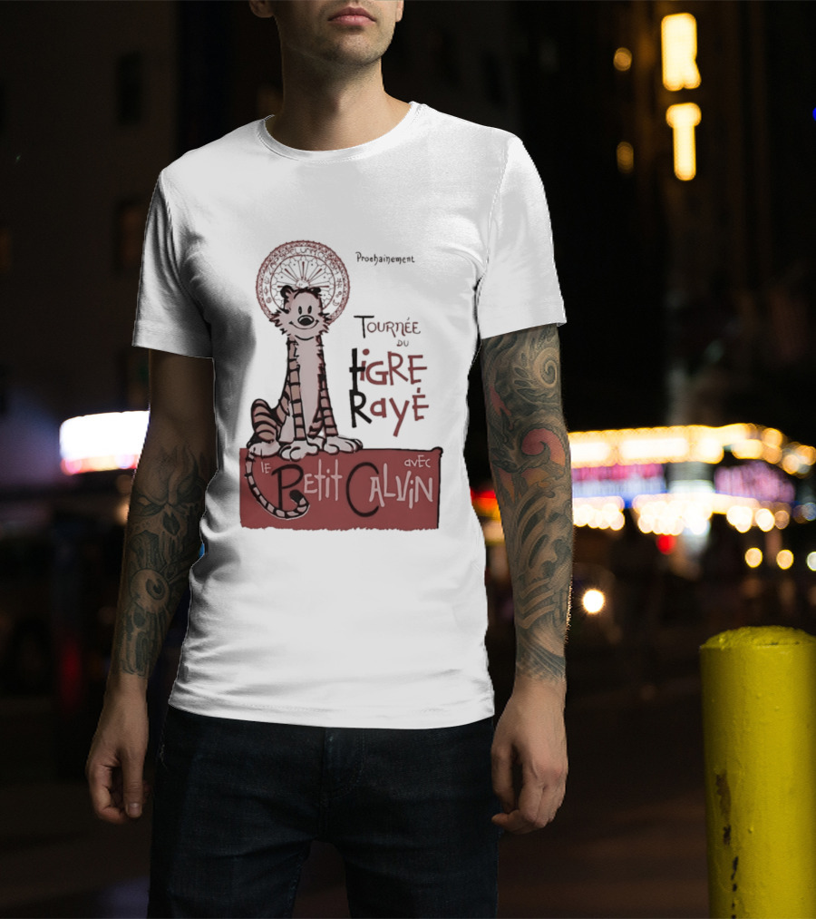 Tournée Du Tigre Raye Le Petit Calvin Avec Hobbes T-Shirt