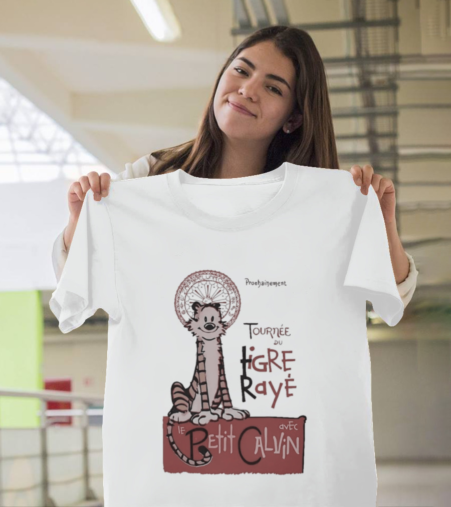 Tournée Du Tigre Raye Le Petit Calvin Avec Hobbes T-Shirt