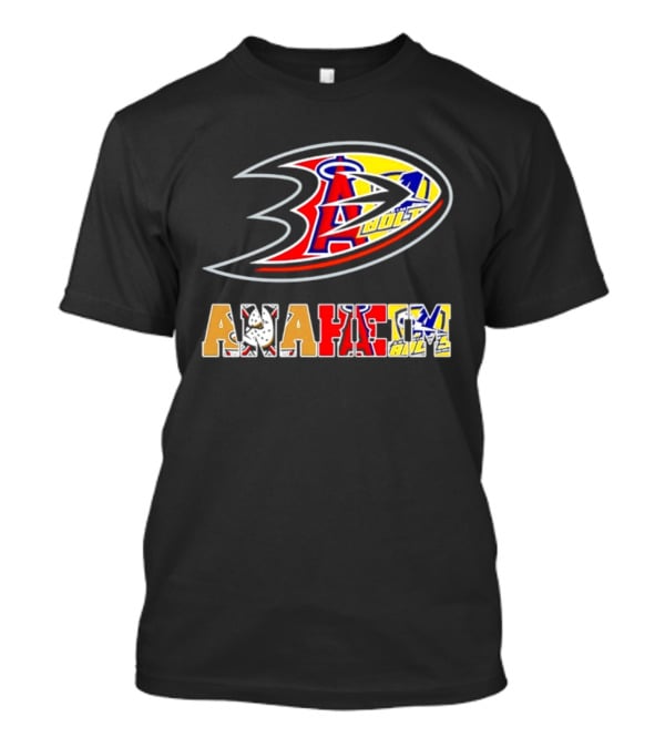 Anaheim Ducks Los Angeles Angels Anaheim Bolts Collage Anaheim Text And Logos T-Shirt