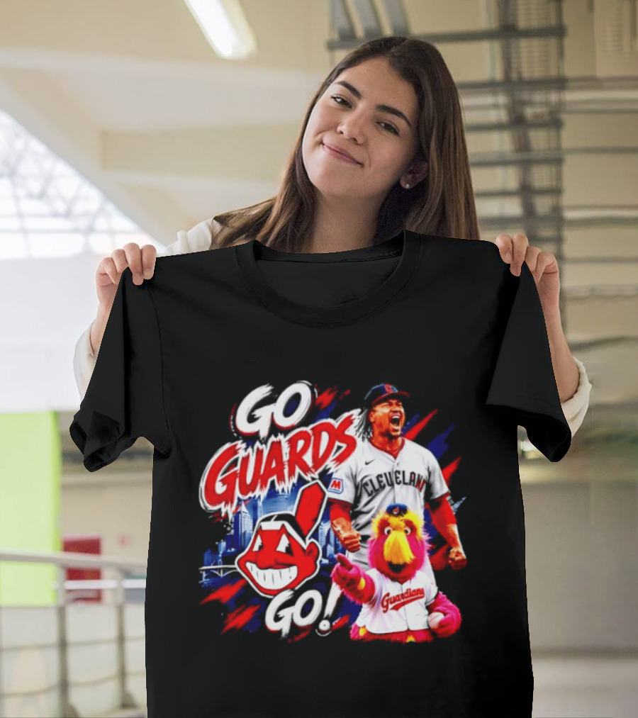 Jose Ramirez Cleveland Guardians Go Guards Go City Skyline Baseball Cheers T-Shirt