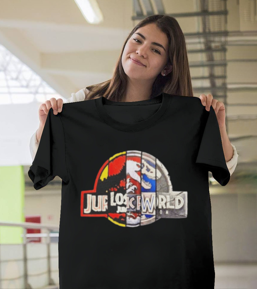 Jurassic Park Lost World Jurassic World Dinosaur Collage T-Shirt